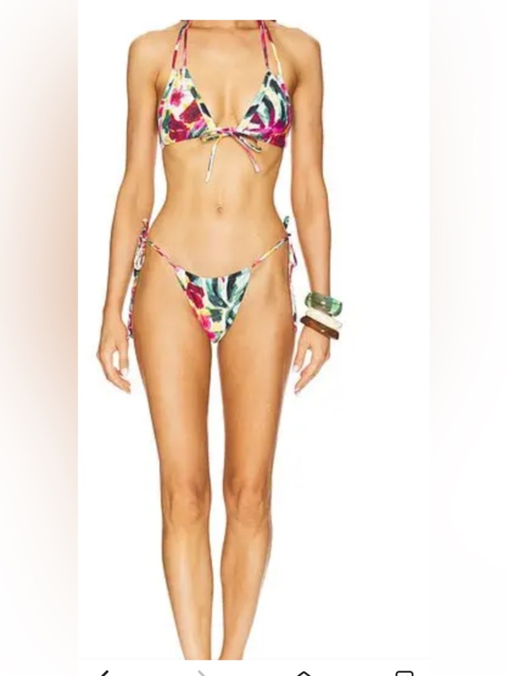 New Shade Shore low rise high thighs cheeky Floral Tie-Side Bikini Bottoms M